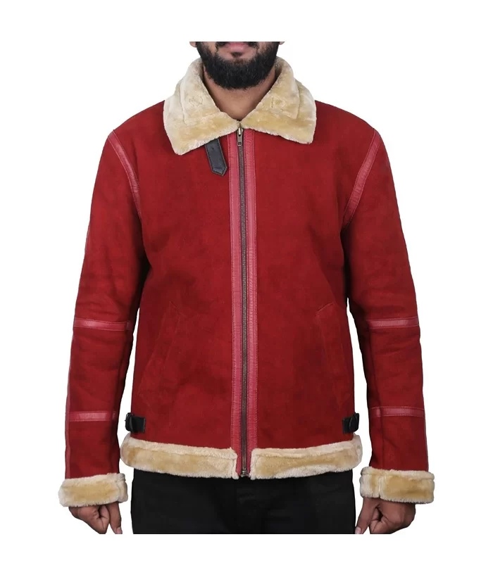 Ryan Reynolds Spirited Christmas Red Suede Leather Jacket