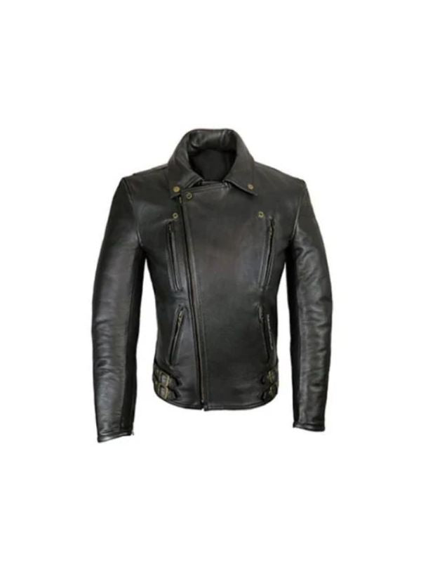 Men's Black Genuine Lambskin Biker Style Motorcycle Leather Jacket